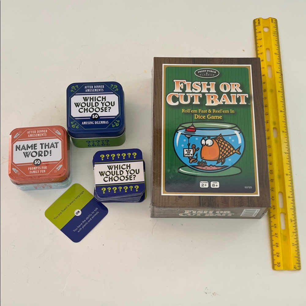 Fish or Cut Bait Dice Game plus two conversation starter games